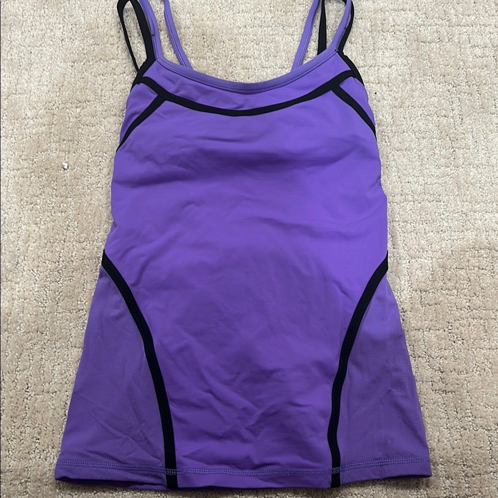 Purple Athletic Tank Top with Black Accents
